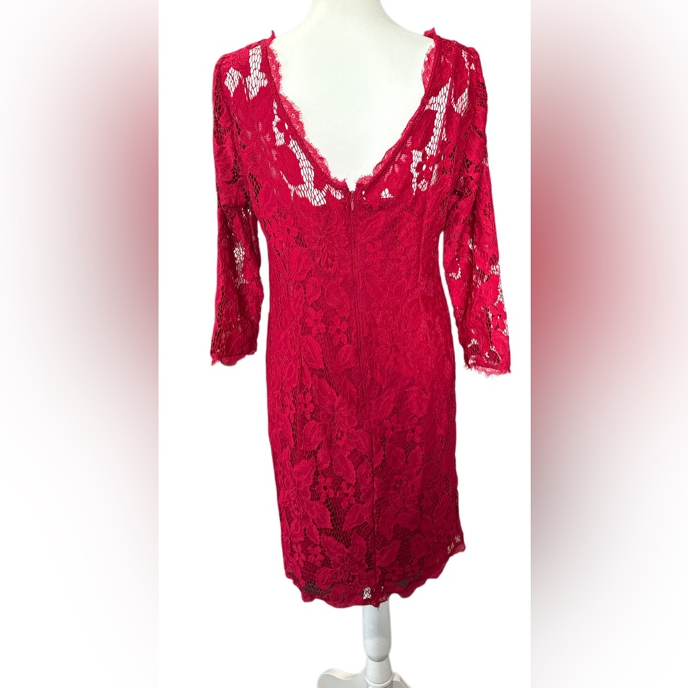 Adrianna Papell romantic Long Sleeve Dress in Elegant Red - Picture 3 of 9